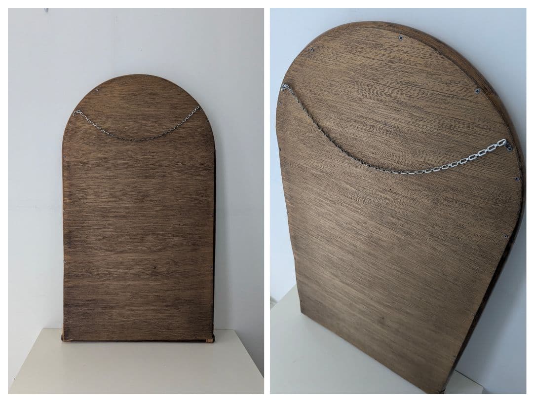 ヴィンテージ ラタン アーチ ウォールミラー オールドラタン モダン藤 レトロ