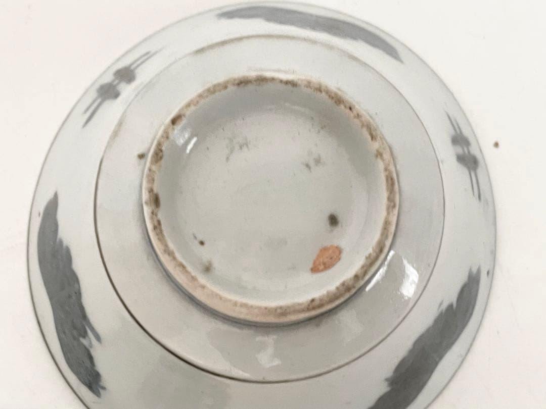 骨董　アンティーク　古伊万里　こんにゃく印判　井桁文様　蓋茶碗　初期伊万里　民藝