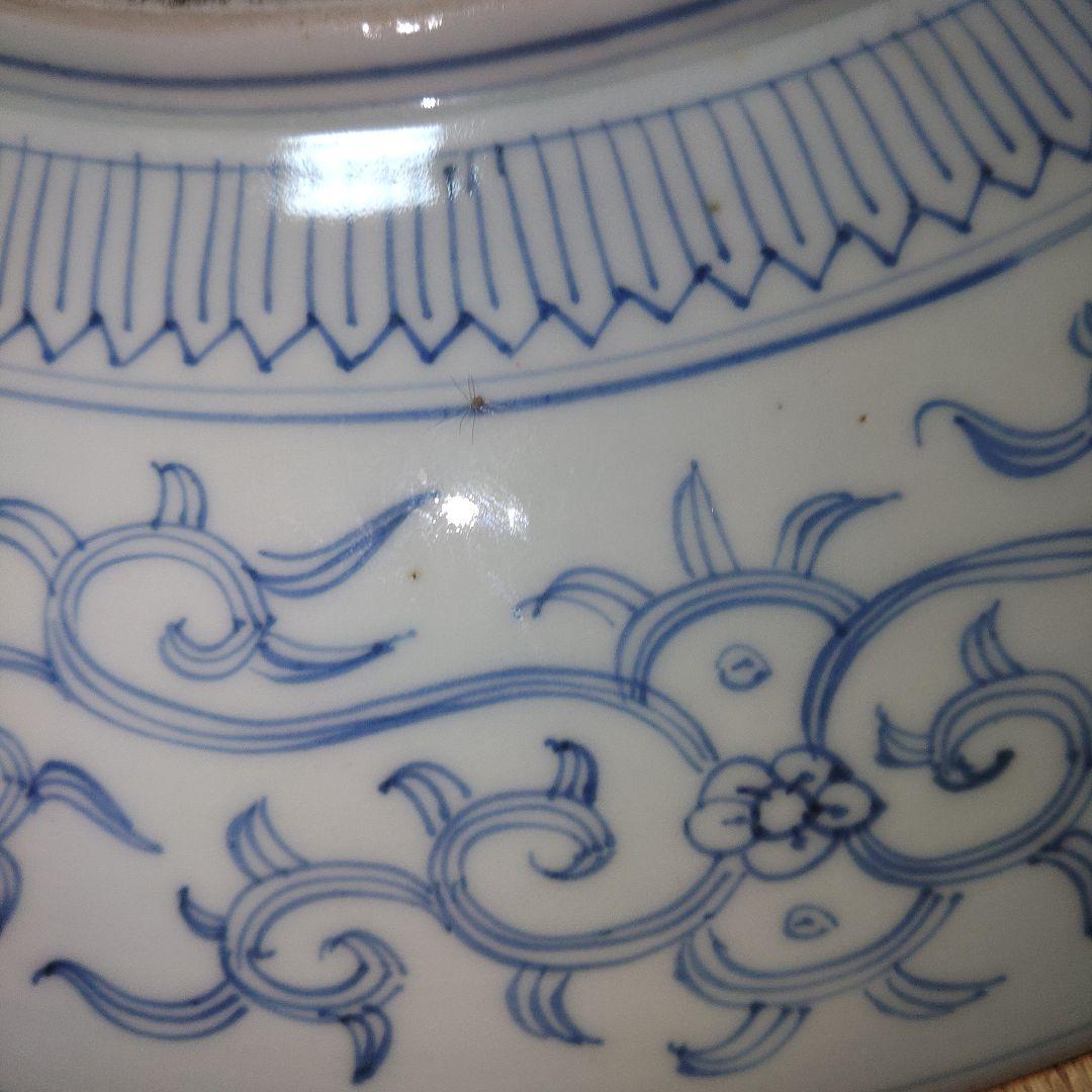 古伊万里　江戸時代　大明成化年製　幾何学文色絵皿　直径41cm