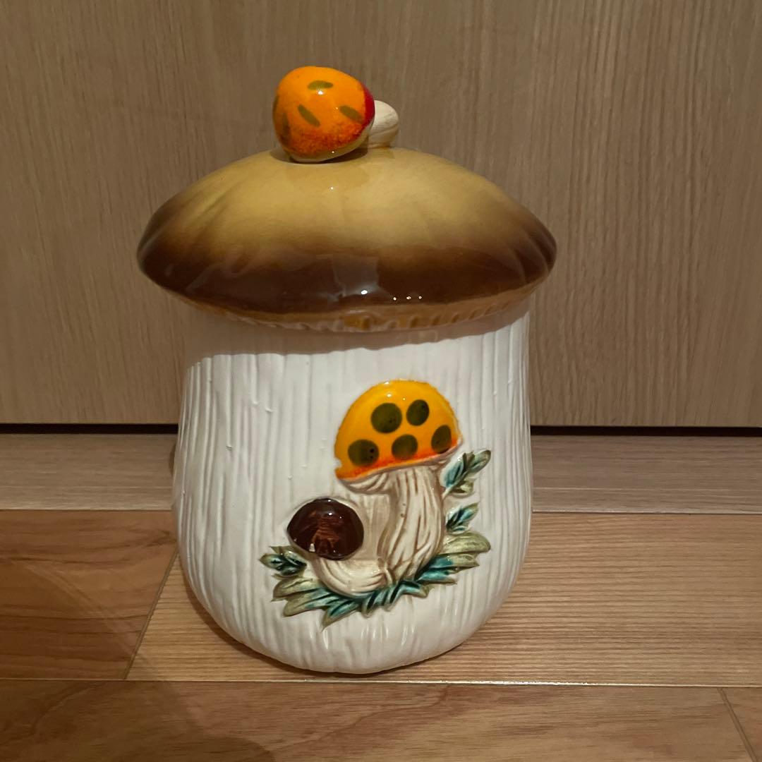 ビンテージ 小物 キノコ型陶器お菓子入れ 置物 古道具 アンティーク