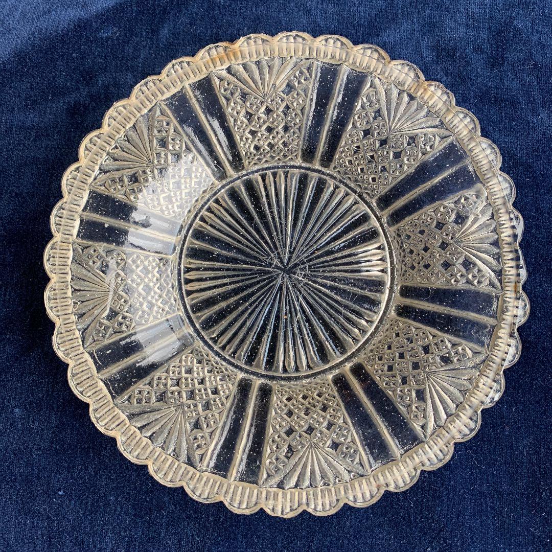 アンティークプレスガラス　プレート