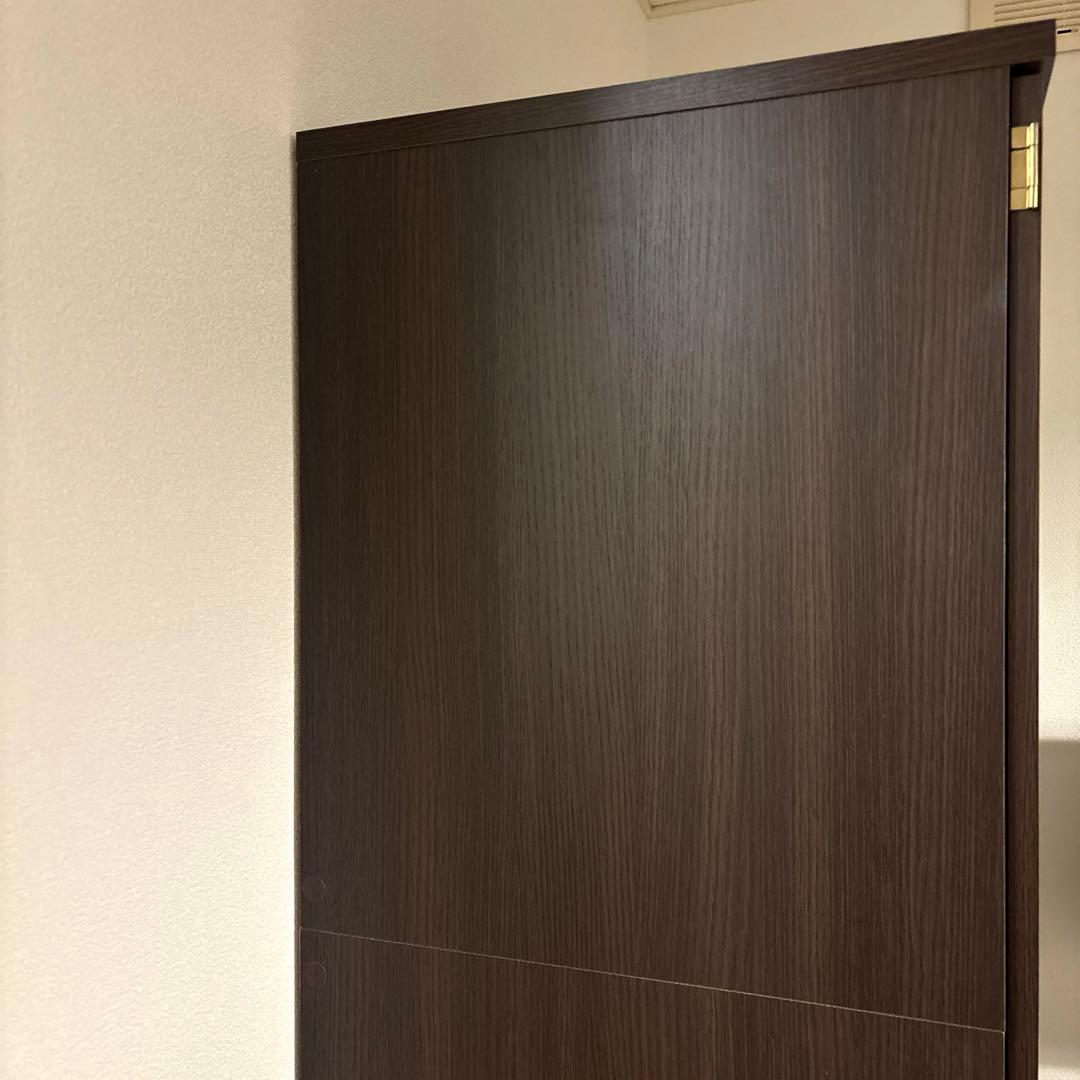 【1月27日まで】ダークブラウン クローゼット ワードローブ2ドア 引き出し付き