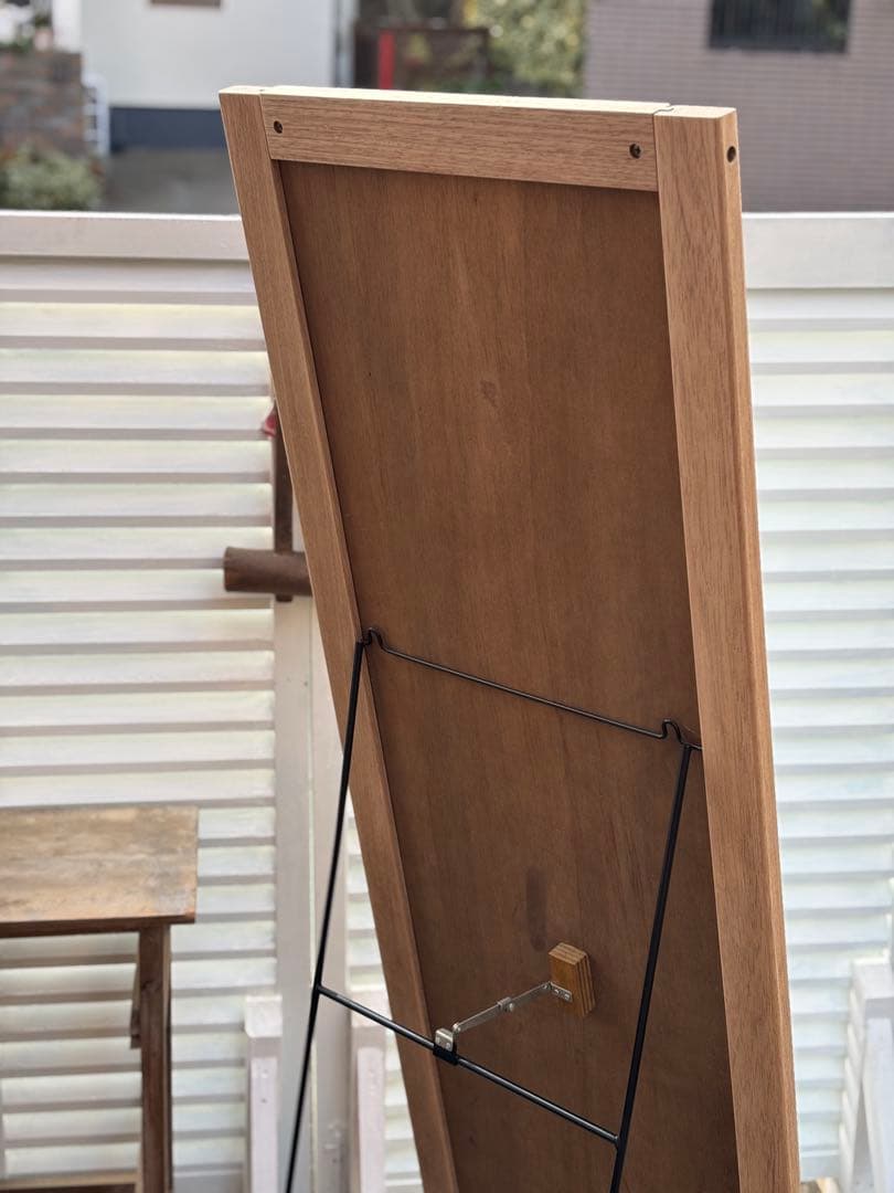 古道具　鏡　高級　チーク無垢材　アンティーク　レトロ　スタンドミラー