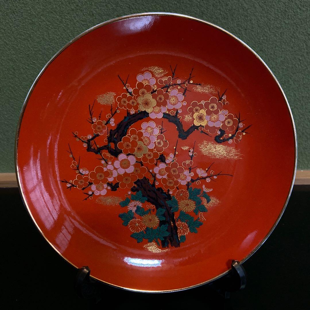 蔵出し！昭和レトロ【　飾り皿・花入・灰皿・皿立て・松梅菊　】金彩4点セット