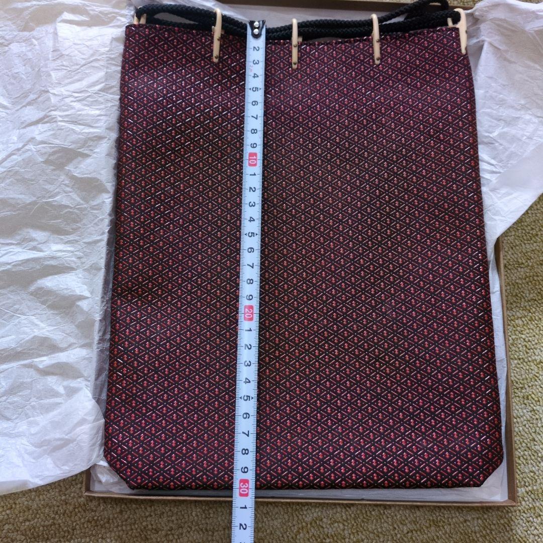 n*i様 甲州印傳和装用バッグ 赤と黒の幾何学模様 巾着