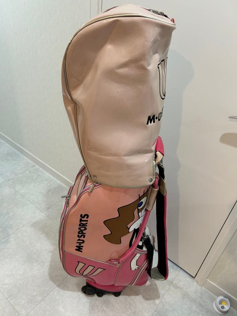 ゴルフバッグ　キャスター付　郵便バッグ付&ヘッドカバー付　pink MU