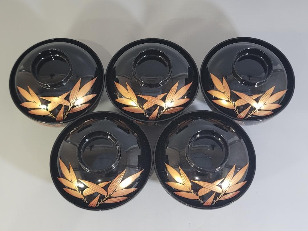 会津塗 吸物碗 五客 共箱 未使用 DT338