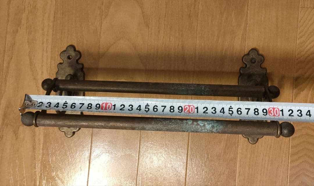 アンティーク 真鍮製 ダブルタオルバー 2連タオル掛 クラシック イタリア製 ②