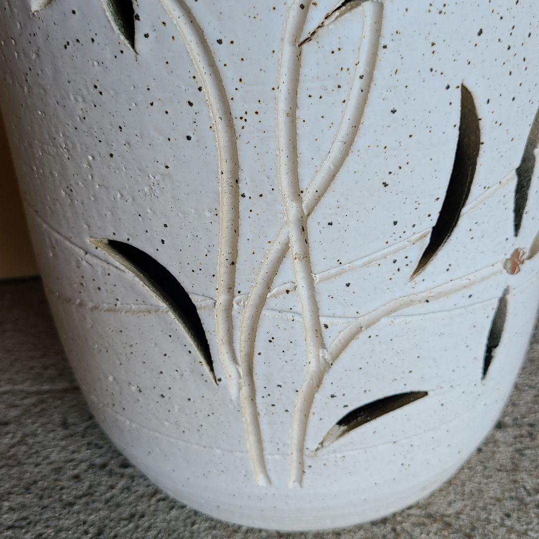 信楽焼傘立て 花透かし 高さ４２cm