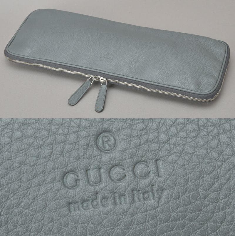未使用同様◇GUCCI グッチ ネクタイケース マルチケース レザー グレー