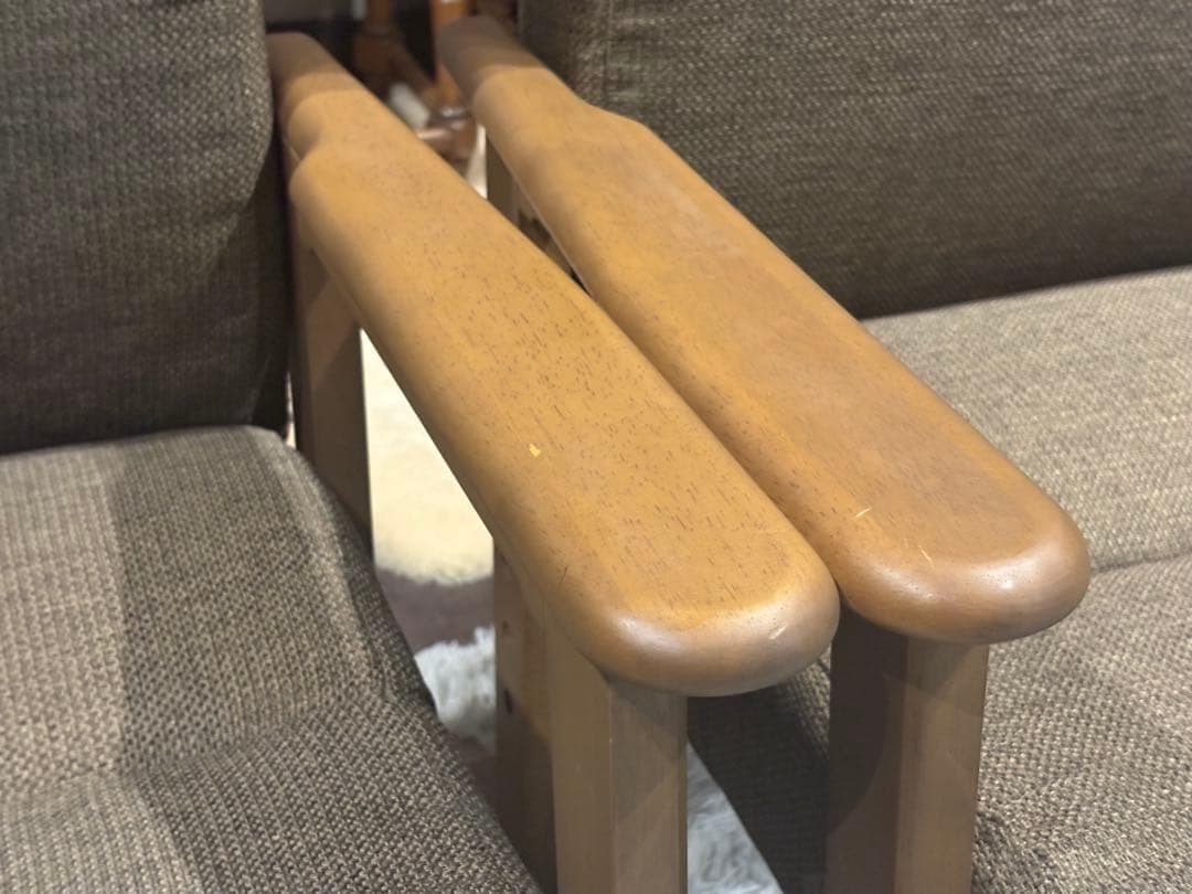 シンプル　ブラウン　ソファ　 一人用　アームソファ　キャスター付　2脚セット　Y