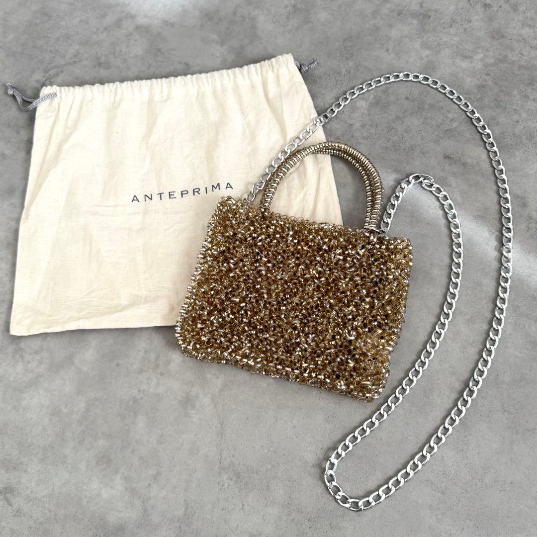 ク*ー様 極美品アンテプリマ チェーン付 スクエア シルバーゴールド ピコ ミニ