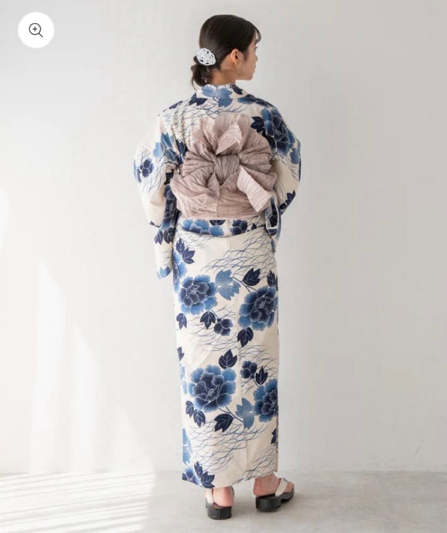 ゆかた館グレース　浴衣 5点セット　ブルー 椿 つばき　Sサイズ