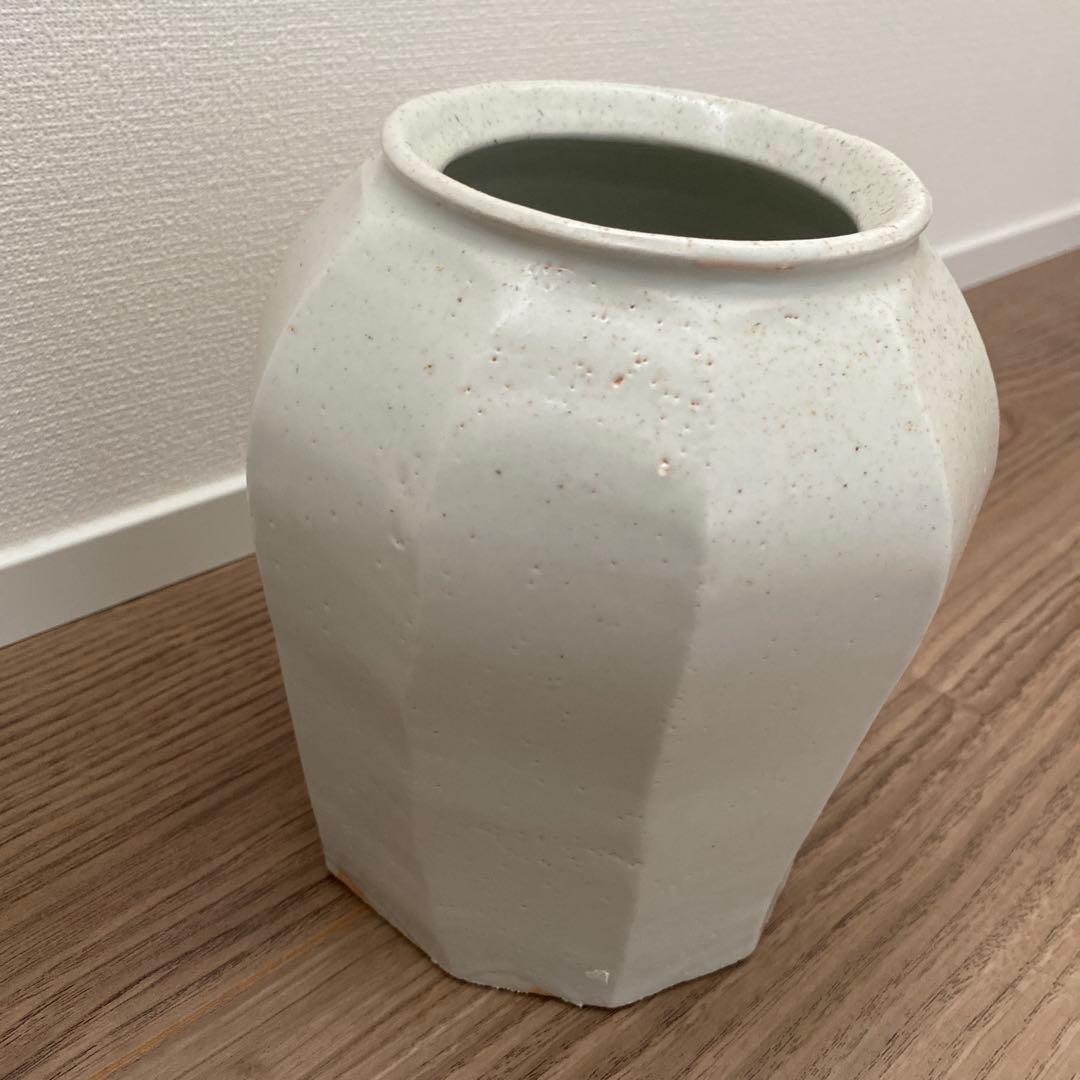 森岡由利子 角形 花器　壺　白磁壺　李朝