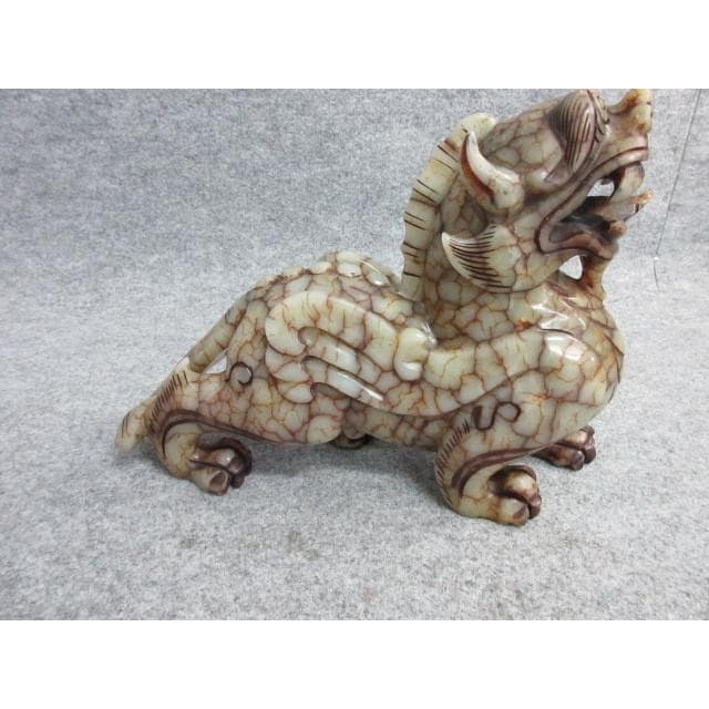 中国玉石獅子置物 [B26045]