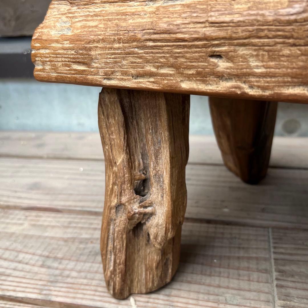 極厚 希少木材 オールドチークのスツール 49.5cm 腰掛け 踏み台 飾り台