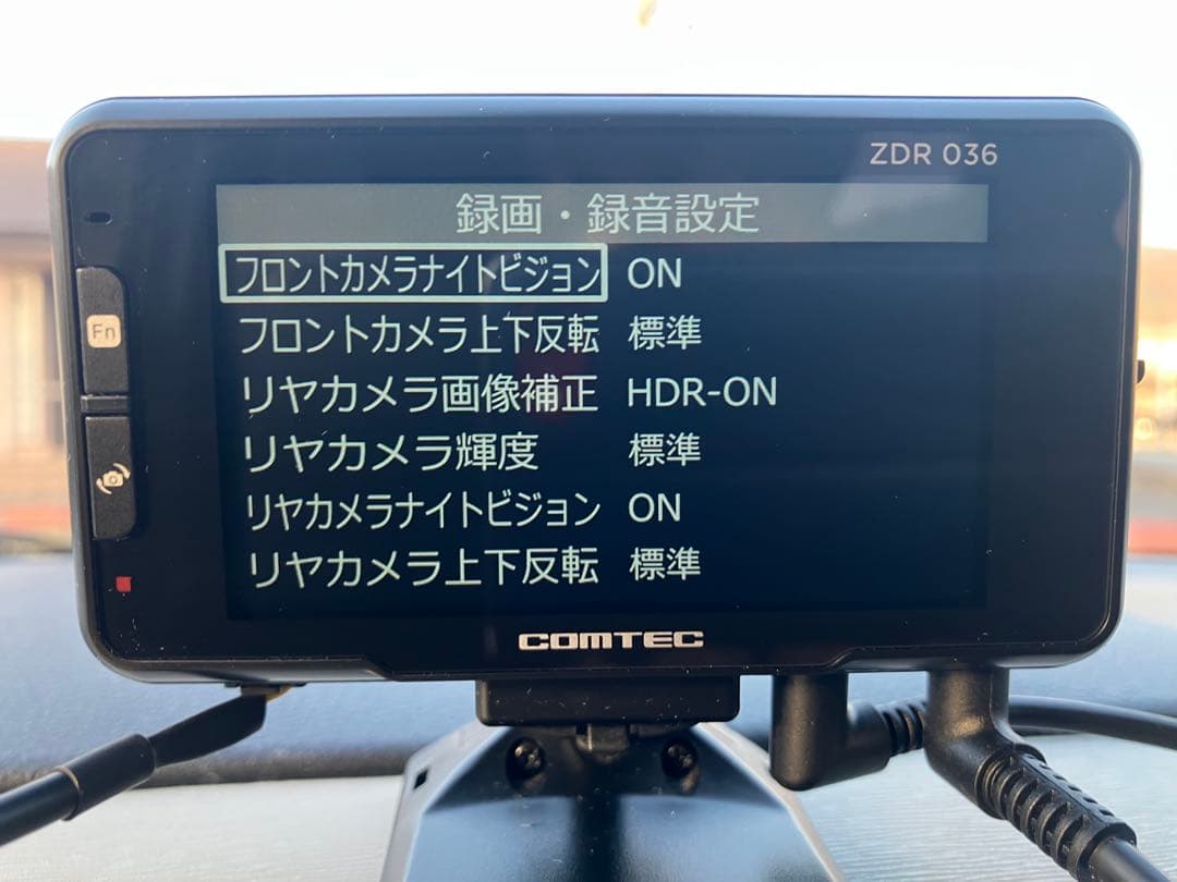 コムテック ZDR-036 前後2カメラ ドライブレコーダー 作動OK！