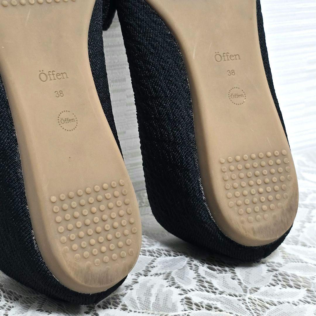 Öffen オッフェン ポインテッド フリル パンプス ブラック 38