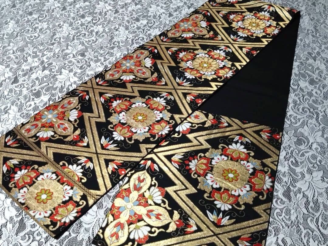 B233■豪華刺繍黒地正絹袋帯10本まとめ売り■着物/振袖/リメイク/バッグ■