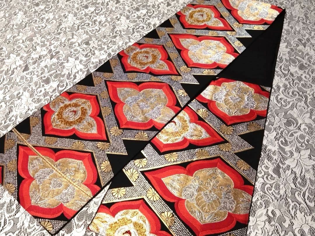 B233■豪華刺繍黒地正絹袋帯10本まとめ売り■着物/振袖/リメイク/バッグ■