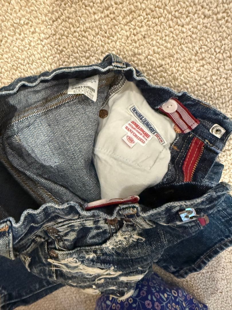 デニムアンドダンガリー ダメージデニムパンツ 100cm