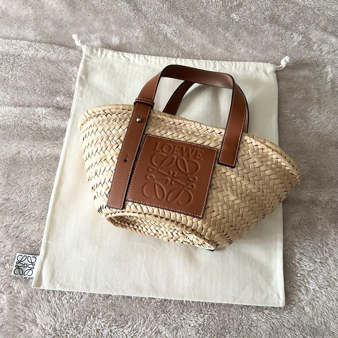 【美品】LOEWE ロエベ　バスケットバッグ　スモール　ナチュラル/タン