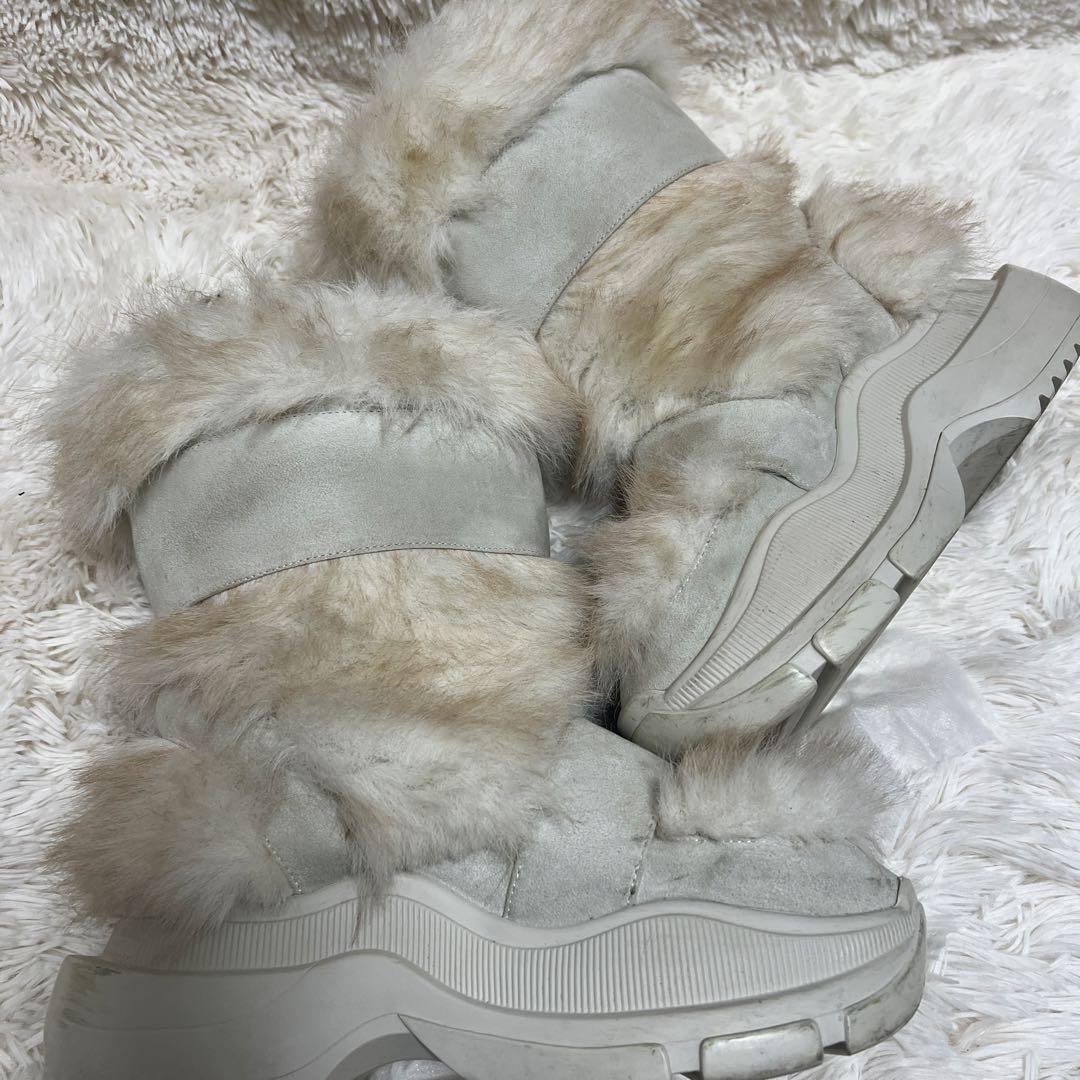 人気✨YELLO ファーブーツ 厚底　ファー　ムートン　厚底ブーツ　M