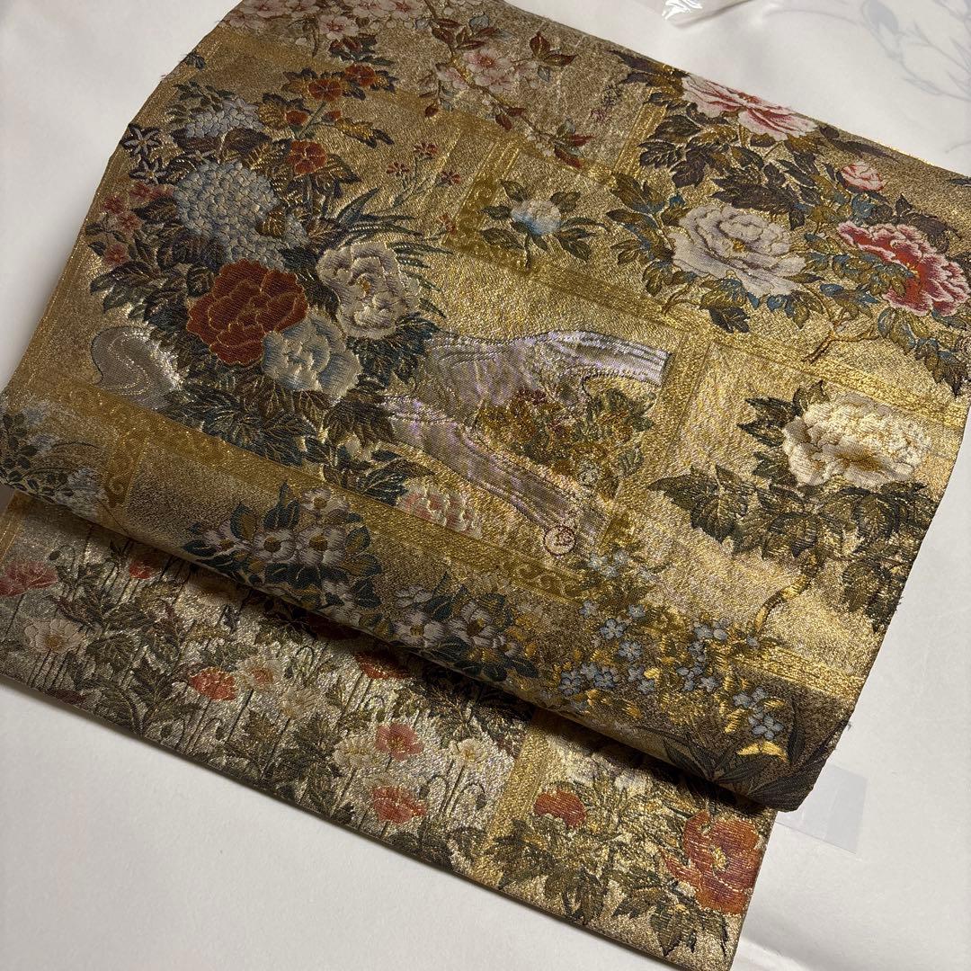 正絹全通袋帯　リバーシブル 重厚感　【琳派大全集】 特に留袖におすすめです。長尺