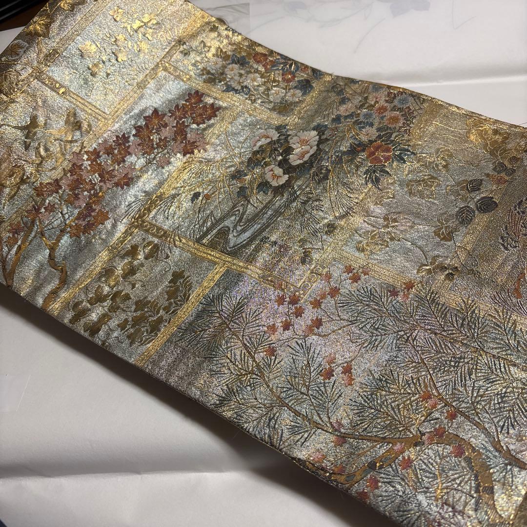 正絹全通袋帯　リバーシブル 重厚感　【琳派大全集】 特に留袖におすすめです。長尺