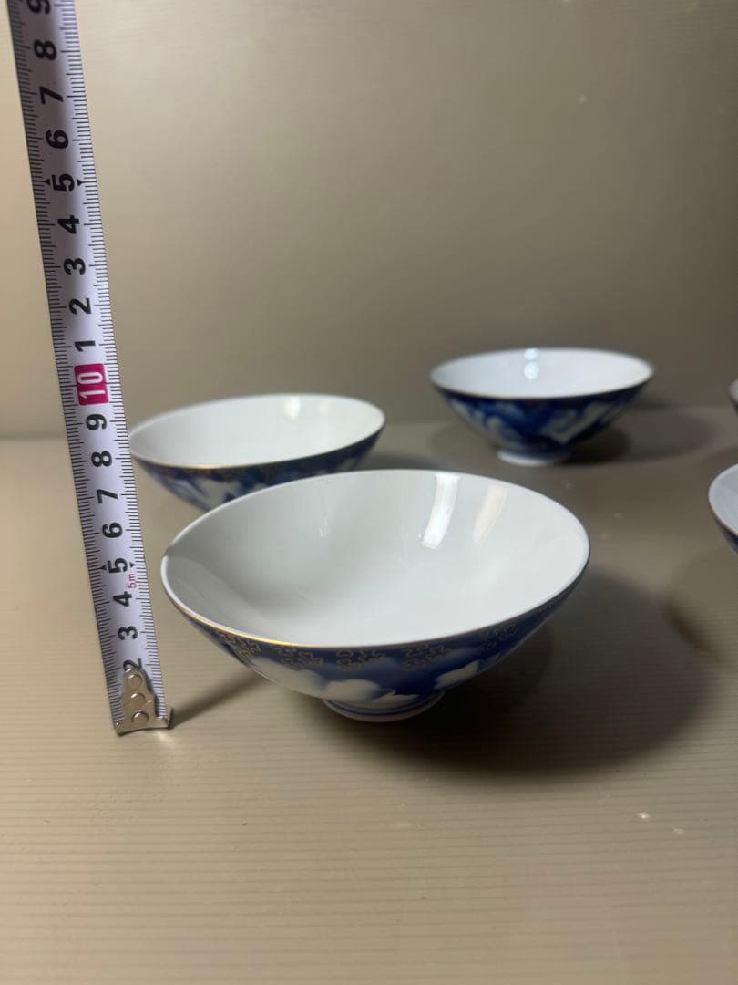 2557 深川製磁　牡丹金ミル　茶碗　5客　金彩　未使用