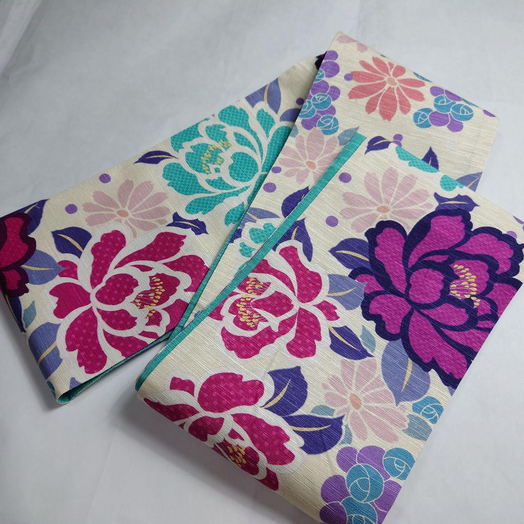 正絹 半幅帯 wakka ワッカ ハチドリ 大花 図案 訳あり