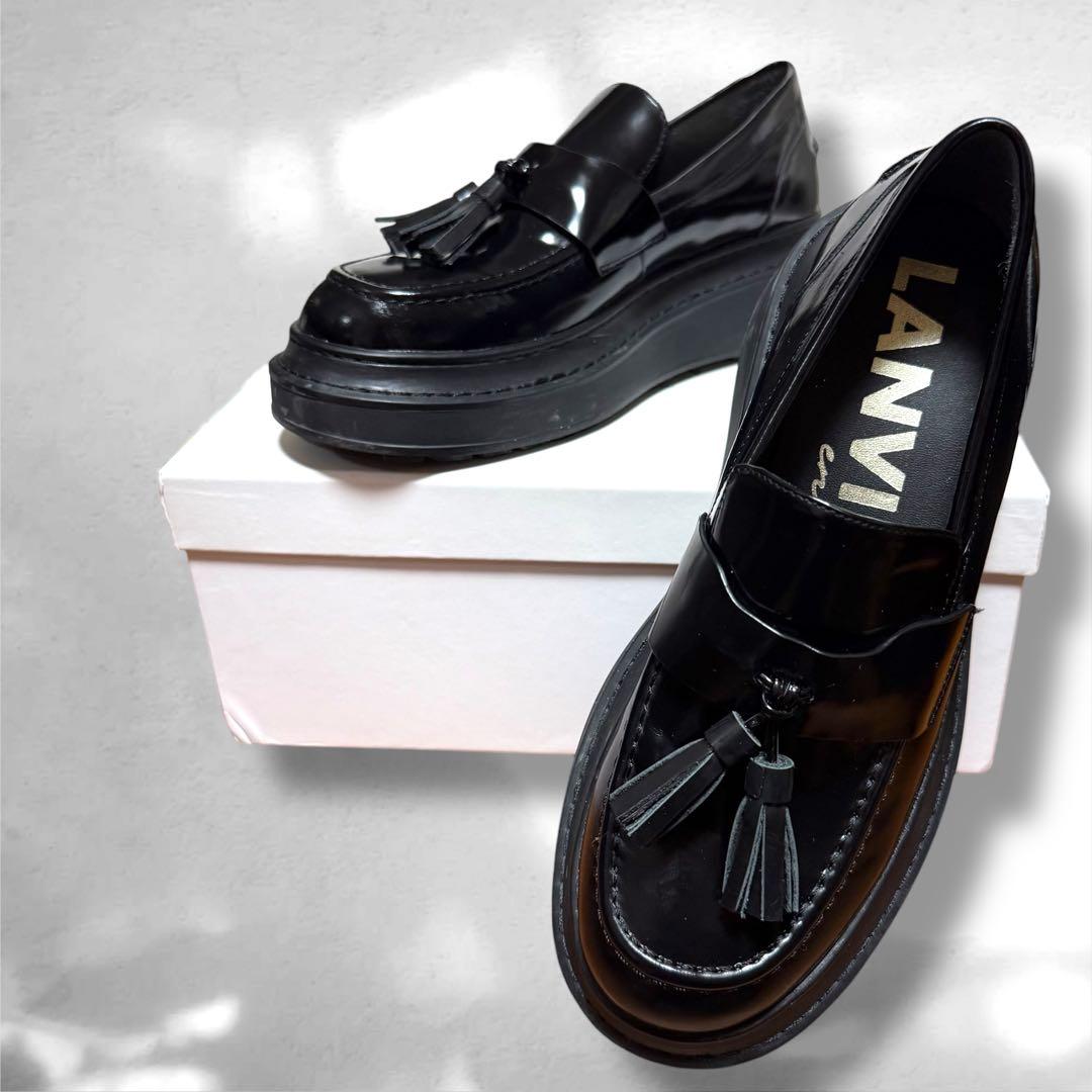ランバンオンブルー　タッセルローファー　エナメル　ブラック　L 24.5㎝