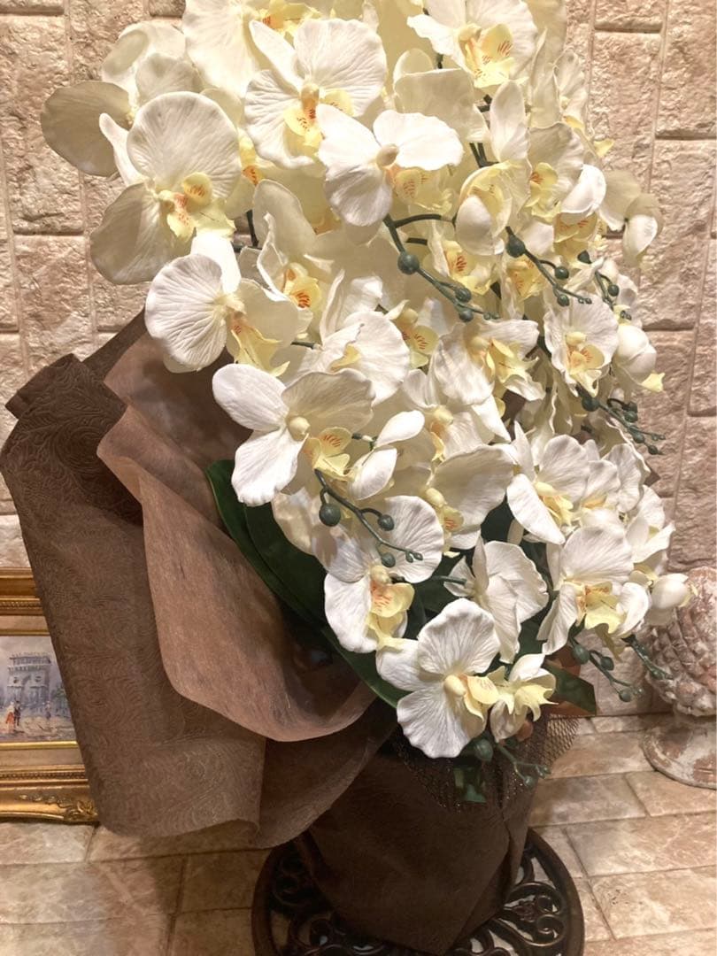 光触媒　人工観葉植物　ウォールグリーン　フェイクグリーン　胡蝶蘭10本.w