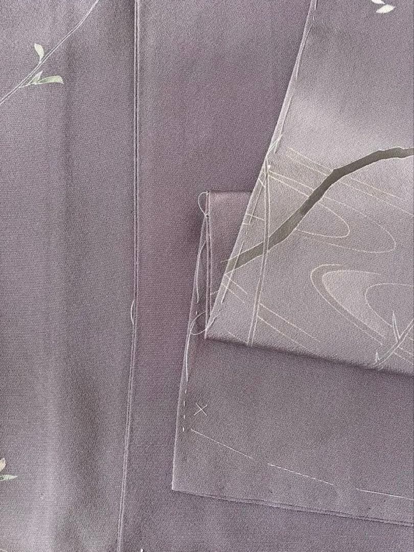 しつけ付幸せの青い鳥 訪問着 十日町友禅 正絹着物