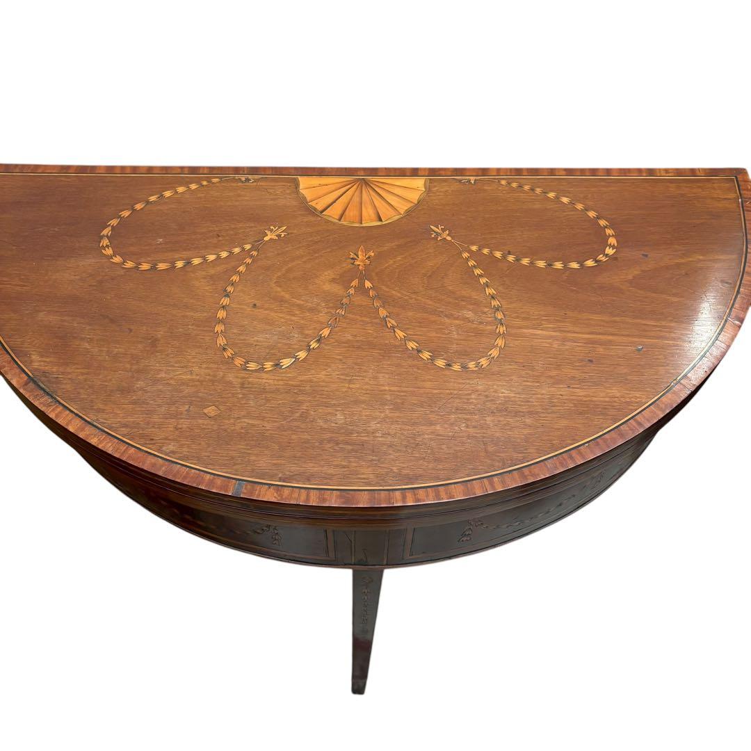 象嵌 ゲートレッグ コンソールテーブル 半円 折りたたみ 円形 アンティーク