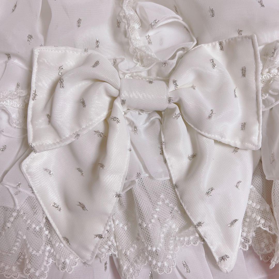 再*。様 【美品】BABY, ジャンパースカート＆リボンコーム　２点セット　白