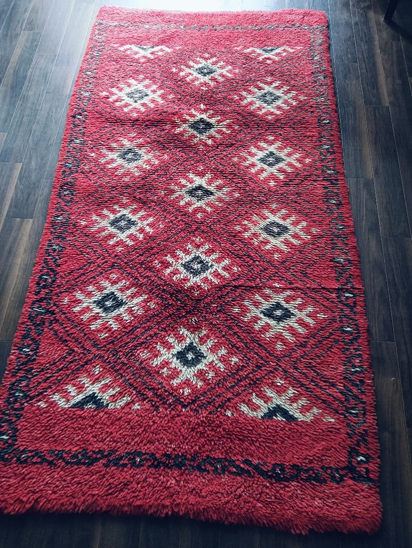 冬用　長毛のブルガリビンテージラグ♪上質ウール　アフガニスタン　トルクメン