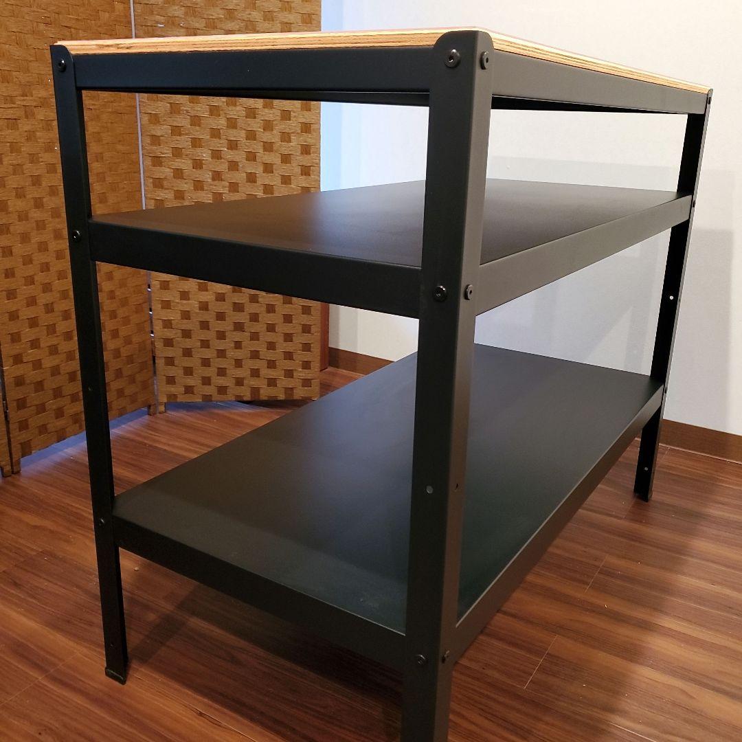 IKEA BROR ブロール 作業台 2段棚付き収納 木製天板 抗菌マット付き