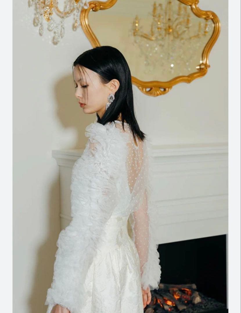 新品bibiy. CAMILLE SHEER TOP ホワイトチュールトップス