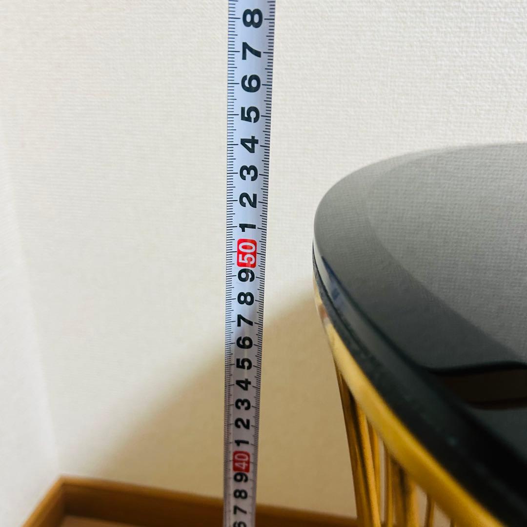 美品　関家具 ラウンド サイドテーブル ガラス天板 ブラス 螺旋 高級 テーブル