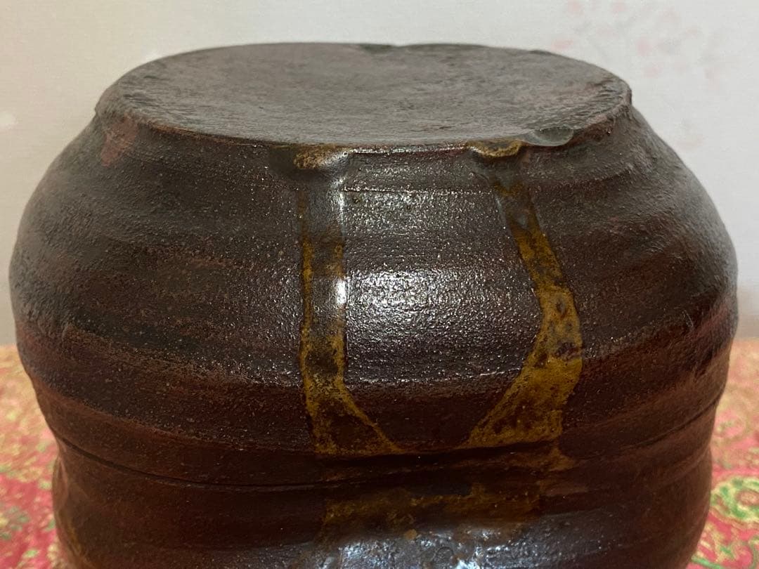 ♦江戸時代 古丹波 四方形 建水 茶道具 四方鉢 丹波焼 古美術品 骨董品