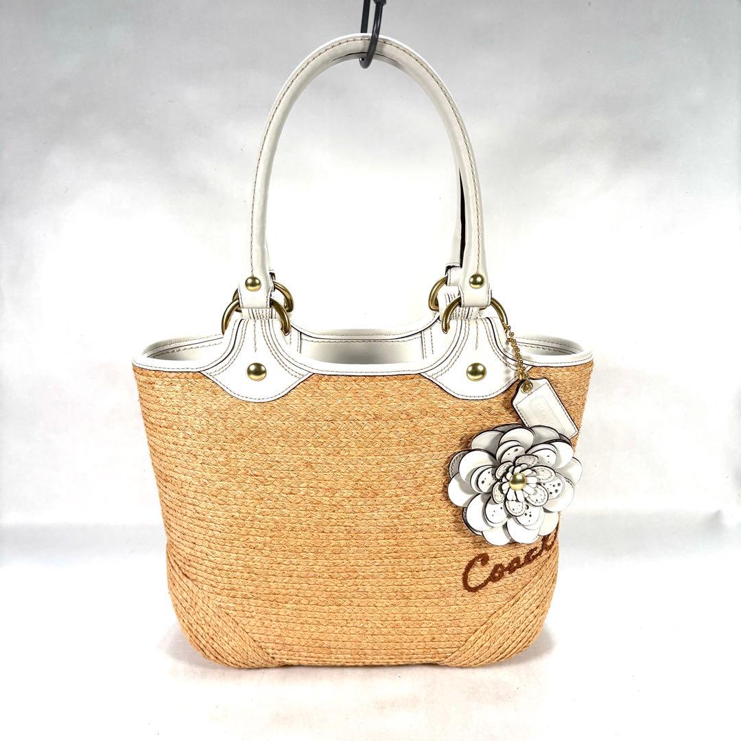 【美品】コーチ　ハンドバッグ　ショルダーバッグ　ティーローズ　カゴバッグ