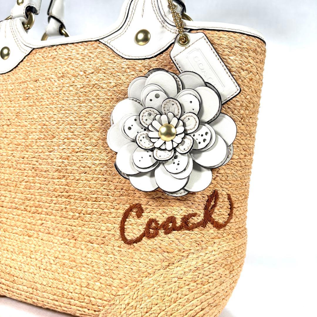 【美品】コーチ　ハンドバッグ　ショルダーバッグ　ティーローズ　カゴバッグ