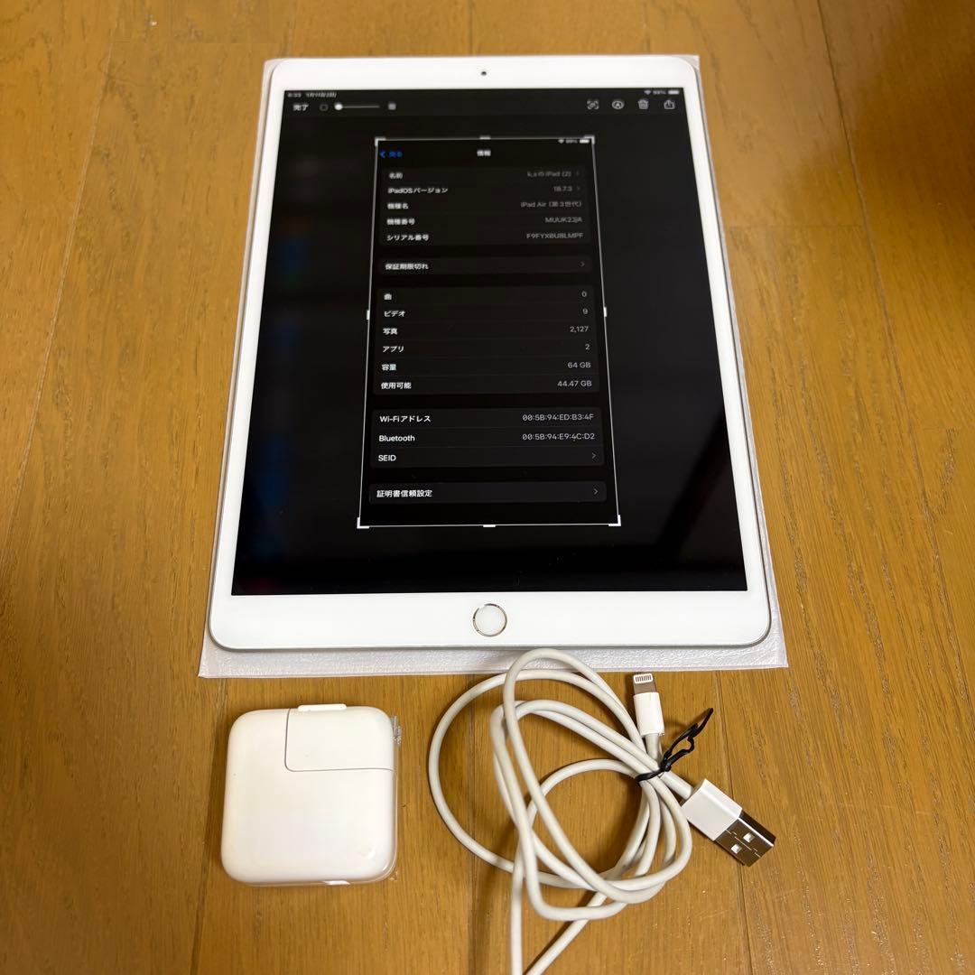 Apple iPad Air 第三世代シルバー バッテリー100%