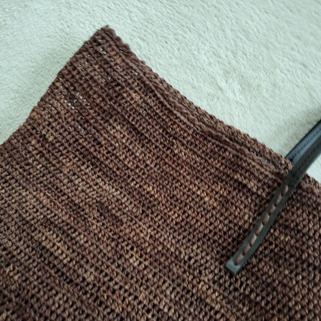 美品大容量サンアルシデ ラフィア トートバック カゴ ブラウン 肩がけ