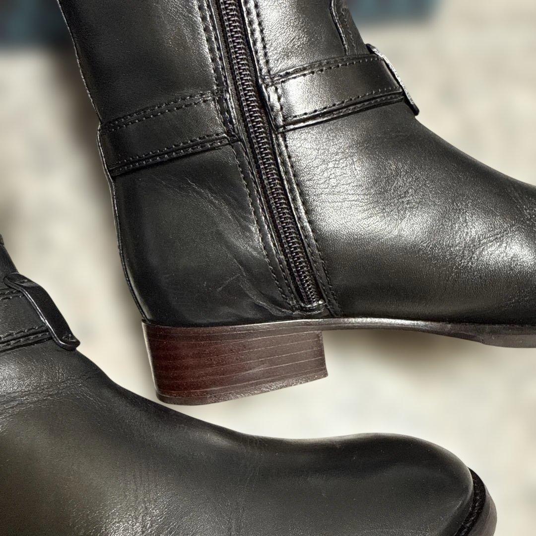 トリーバーチブラックレザー ロングブーツ