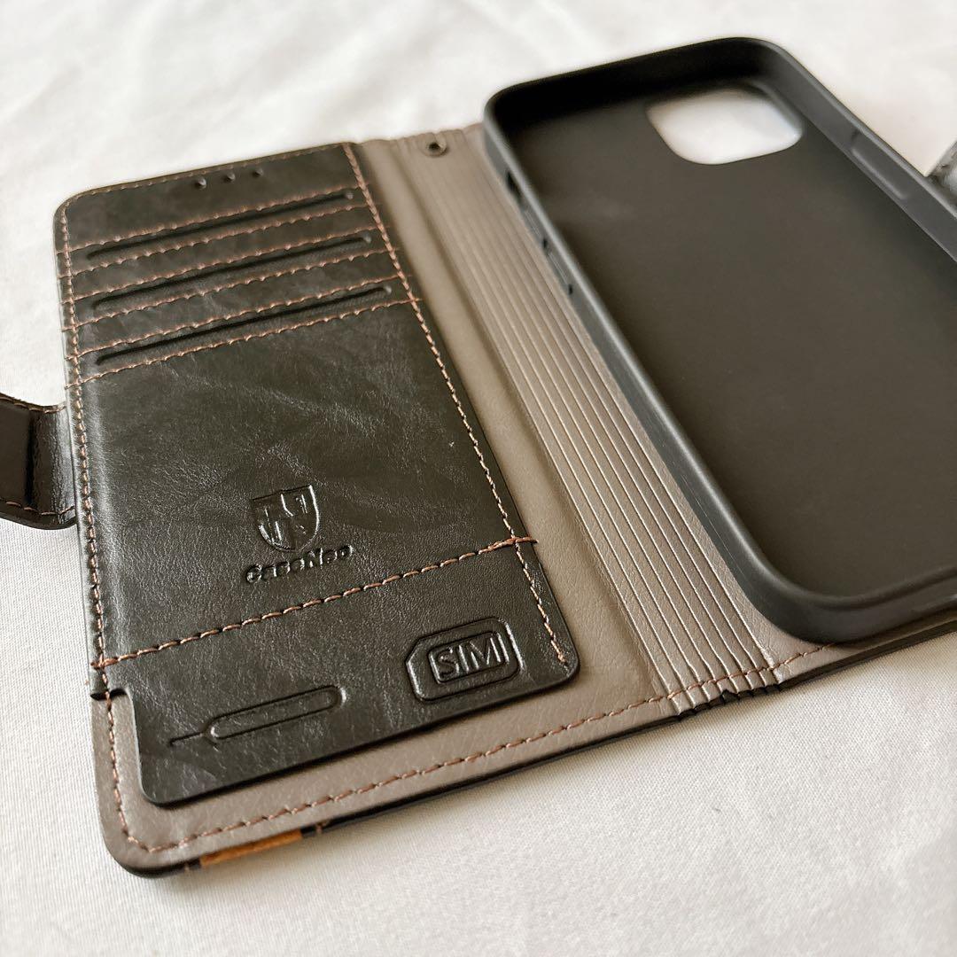 iPhone 13 ケース 手帳型ケース カード収納 スタンド ブラック