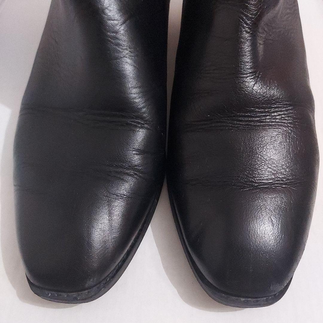 ダイアナ サイドジップ ショートブーツ 24cm　黒レザー　ゴールドライン　本革