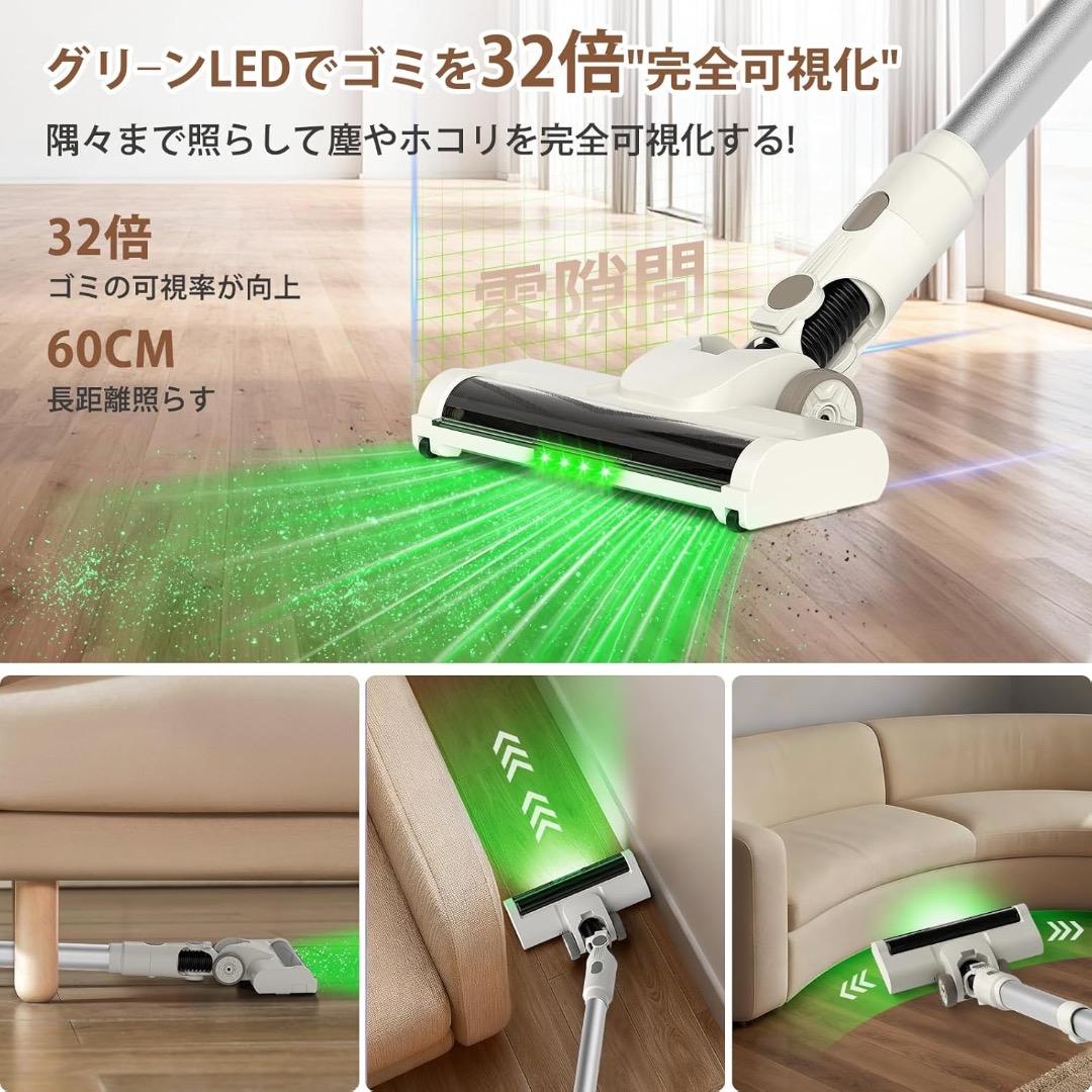 コードレス掃除機　自立式　75000Pa　超強力吸引　65分連続駆動　完全自立