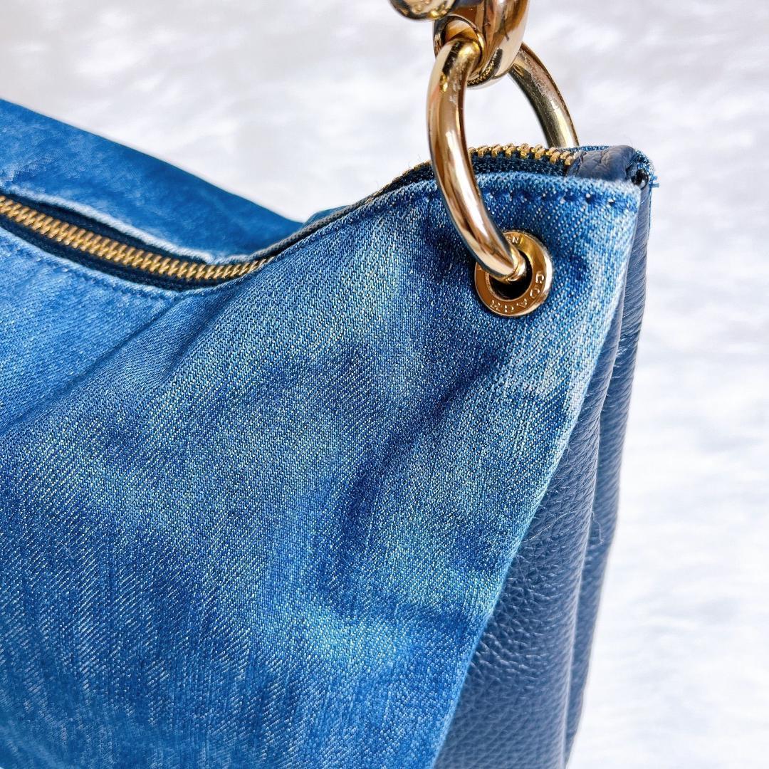 コーチ ショルダーバッグ　ハンドバッグ　2way デニム　レザー F66964